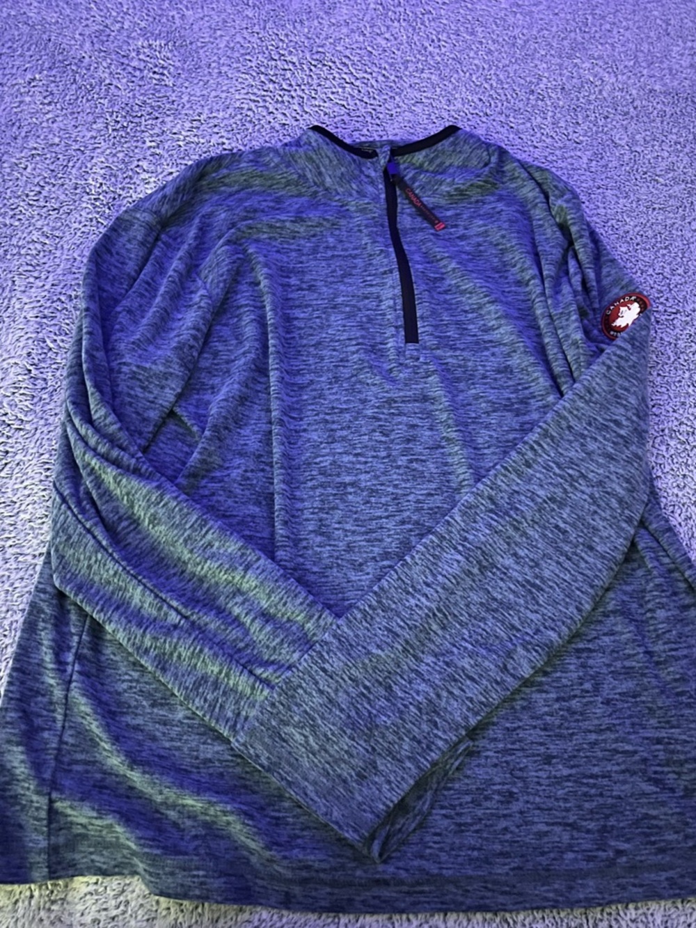 Heathered Canada Weather Gear Blue-Green Quarter-Zip Long Sleeve Pullover
